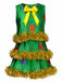 Robe évasée verte sans manches à sapin de Noël et guirlandes années 1970 - 1