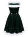 Ensemble robe bustier et cape de Noël en velours vert Années 1950 - 2