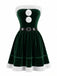 Ensemble robe bustier et cape de Noël en velours vert Années 1950 - 3
