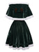 Ensemble robe bustier et cape de Noël en velours vert Années 1950 - 5