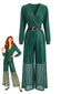 Combinaison sequins col V manches longues et taille marquée années 1950