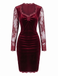 Robe moulante en velours à manches en dentelle Années 1960 - 2
