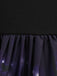 Robe violette d’Halloween à citrouilles, encolure pétale et nœud à la taille Années 1950 - 7