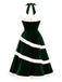 [Prévente] Robe trapèze verte en velours à motif sapins de Noël Années 1950 - 3