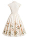 [Prévente] Robe blanche fleurie à revers, col V et mancherons années 1950 - 3