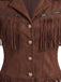 Veste western marron à franges en suédine années 1970