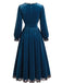Robe en velours à col carré, bordure en dentelle et manches longues Années 1970 - 2