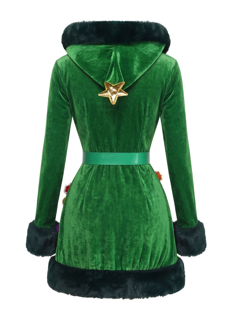 Robe verte à capuche en forme de sapin de Noël Années 1950 - 3