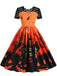 Robe évasée en dentelle à imprimé Halloween années 1950