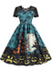 Robe évasée en dentelle à imprimé Halloween années 1950