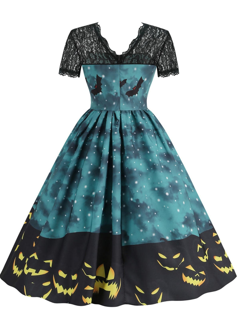 Robe évasée en dentelle à imprimé Halloween années 1950