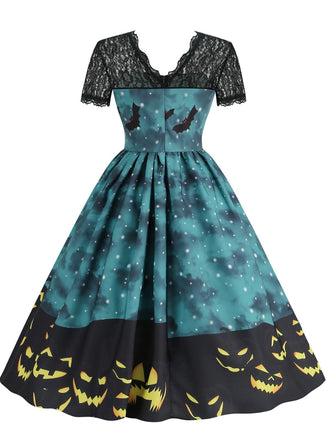 Robe évasée en dentelle à imprimé Halloween années 1950