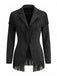Veste à franges en suédine, col cranté et manches longues années 1950 - 3