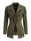 Veste daim franges col encoches et manches longues années 1950