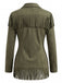Veste à franges en suédine, col cranté et manches longues années 1950 - 2