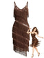 Robe de cocktail sequins franges et fines bretelles années 1920