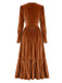 Robe en velours froncé à décolleté V profond et poignets ajustés Années 1970 - 4