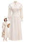 [Prévente] Robe beige à cape volantée dentelle side slit années 1970