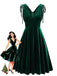 Robe trapèze en velours à col V et bretelles à nouer Années 1960 - 1