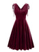Robe trapèze en velours à col V et bretelles à nouer Années 1960 - 9