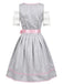 Ensemble 3PCS top court en dentelle, robe rose et tablier floral années 1950