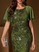 Robe sirène verte à broderies florales à sequins Années 1920 - 4