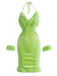 robe dos nu velours vert garniture fausse fourrure années 1960