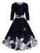 Robe cintrée à manches mi-longues et imprimé flocons de neige Années 1950 - 5