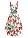 Robe à épaules dénudées, nœud et bordure en fourrure à imprimé de Noël Années 1950 - 5
