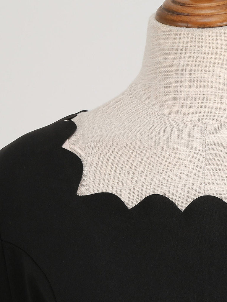 Robe évasée Halloween à maison hantée et col festonné années 1940 - 7
