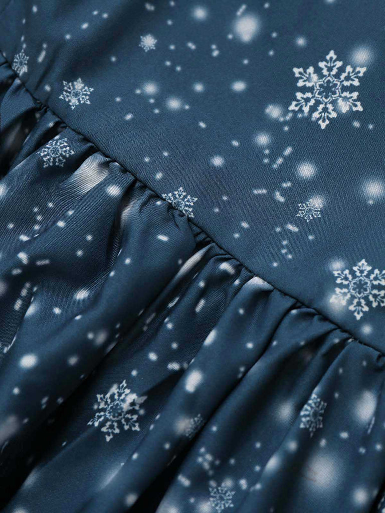Robe midi Noël bleu foncé motif Père Noël années 1950
