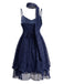 Robe courte en tulle scintillant à volants et foulard assorti Années 1970