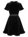 Ensemble robe noire en velours ajouré à nœud et motif chat pour Halloween Années 1980 - 3