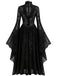Robe médiévale en dentelle à col haut et manches évasées Années 1940 - 4