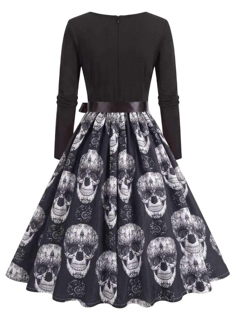 Robe à col rond, manches longues et imprimé Halloween Années 1940 - 4