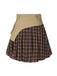 [Pré-vente] Jupe plissée à carreaux en patchwork marron avec ceinture des années 1960