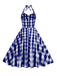 Robe trapèze licou pin-up à carreaux des années 1950