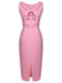 3PCS Haut à nœud rose et robe à bretelles et jupe plissée des années 1960