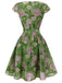 Robe rose peinte à l'huile verte des années 1960