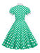 Robe trapèze à pois et col chemise des années 1950