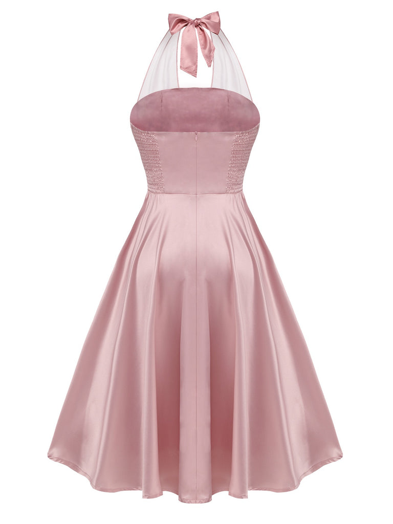 Robe dos nu rose Halloween années 1950 avec taches de sang