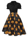 Robe à nœud papillon citrouille d'Halloween des années 1950