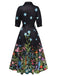 Robe chemise à ceinture florale des années 1940