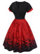 Robe trapèze d'Halloween à manches volantées des années 1950