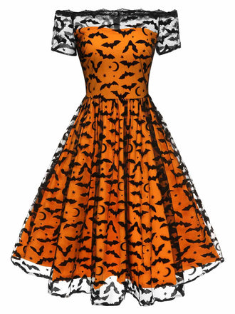 [Prévente] Robe trapèze en dentelle à épaules dénudées des années 1950