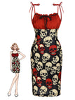[Prévente] Robe rouge tête de mort années 1960