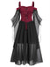 Robe à bretelles rouge manches transparentes Halloween des années 1950