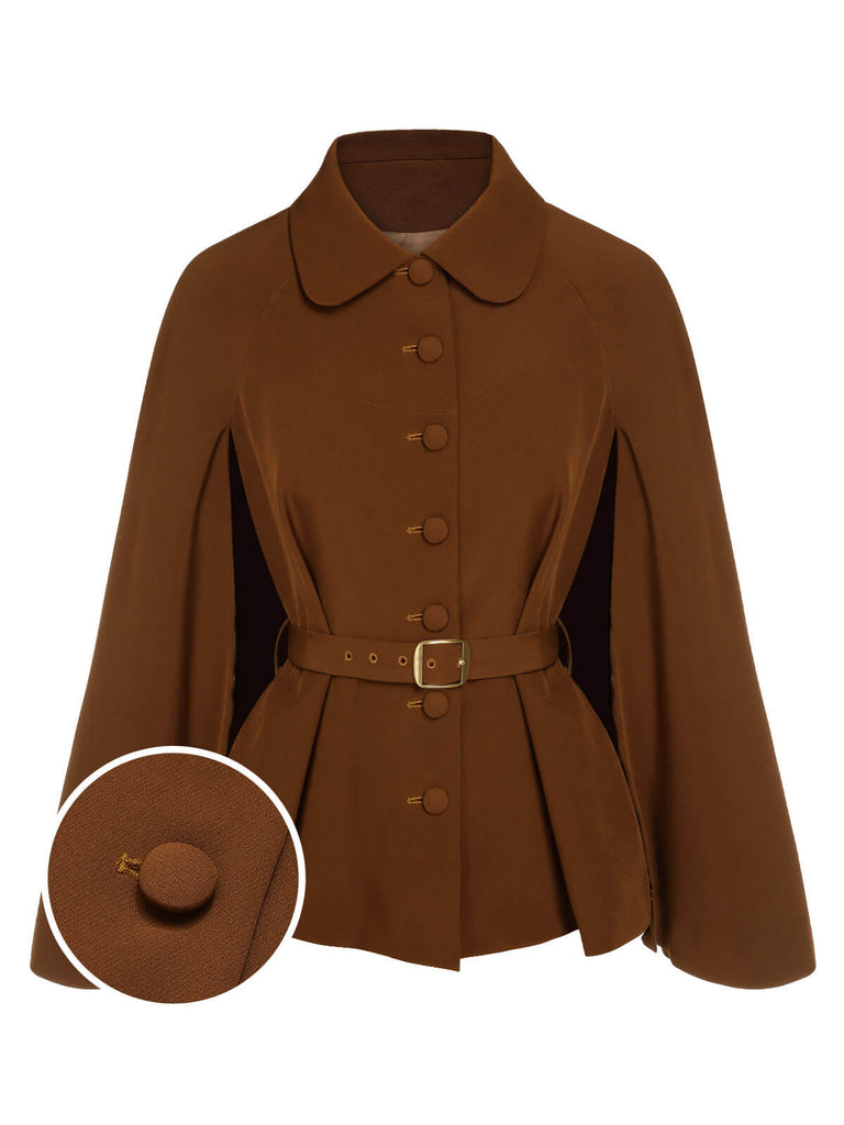 Manteau cape à revers couleur vert des années 1940