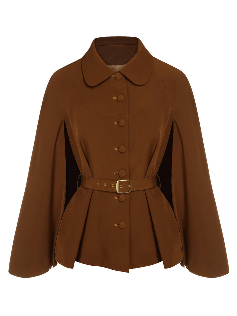 Manteau cape à revers couleur vert des années 1940