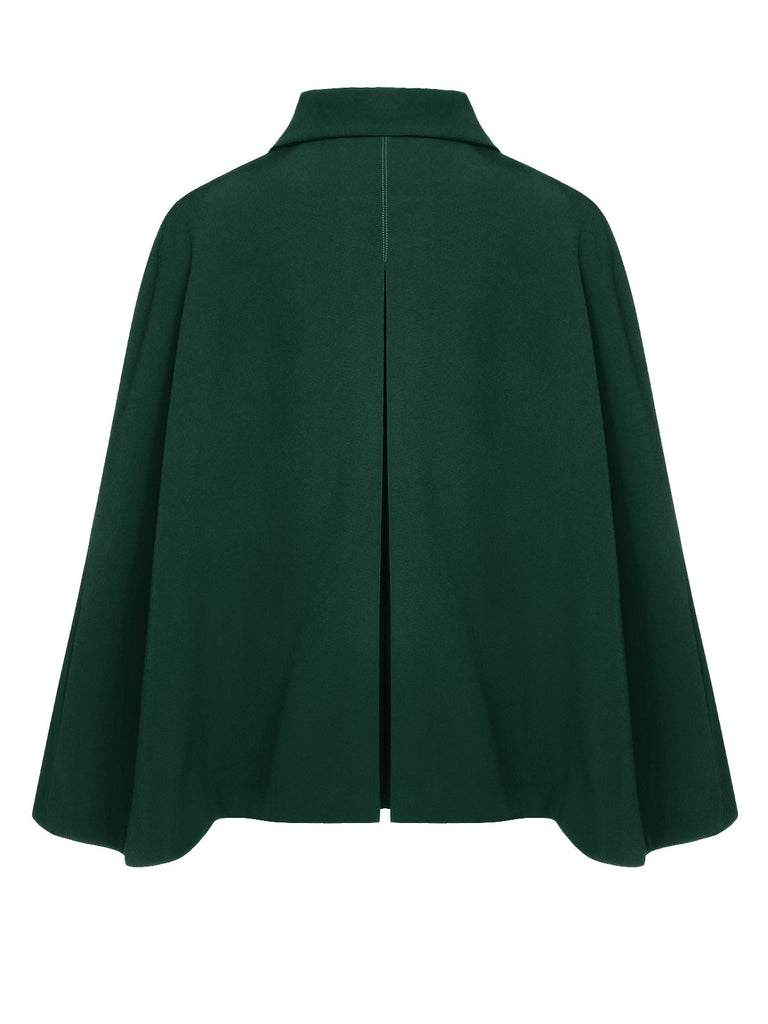 Manteau cape à revers couleur vert des années 1940